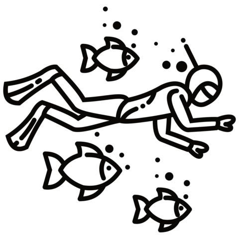 Diver Coloring Page