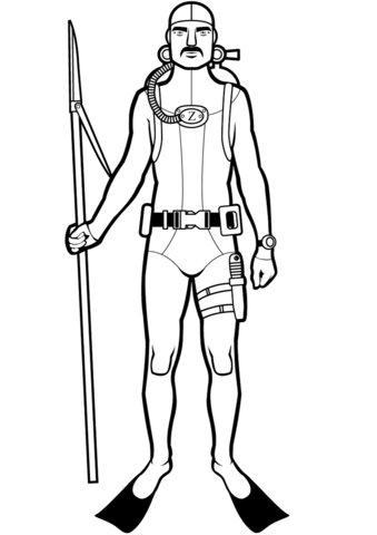 Spearfisher Coloring Page