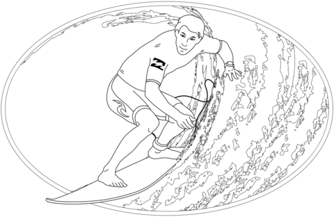 Surfing Coloring Page