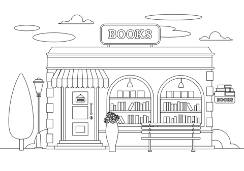 Bookstore Coloring Page