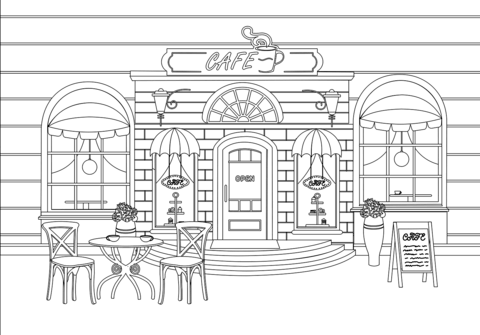 Cafe Coloring Page