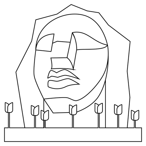 Moai Coloring Page