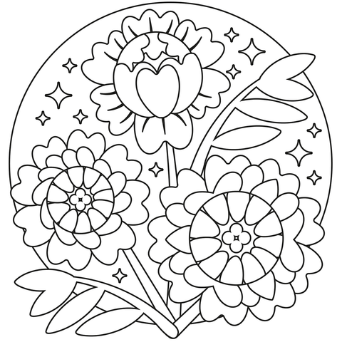 Peonies Coloring Page