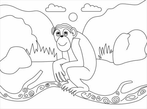 Chimpanzee Coloring Page