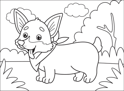 Corgi Coloring Page