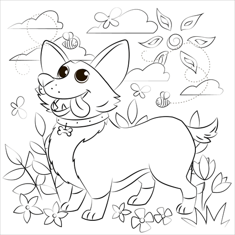 Corgi Coloring Page