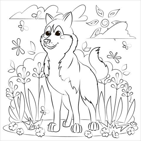 Husky Coloring Page