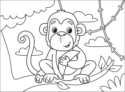 Monkey Coloring Page