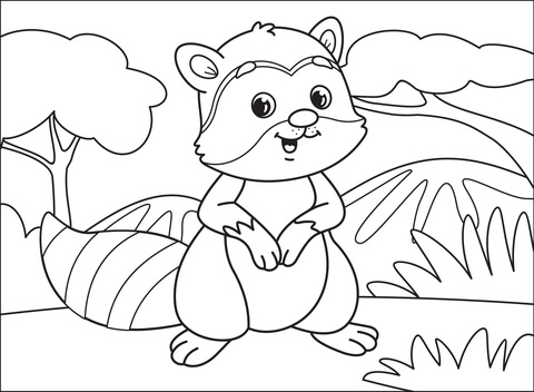 Raccoon Coloring Page