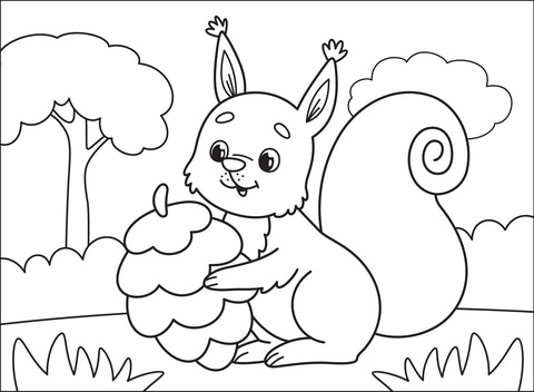 Squirrel Coloring Page