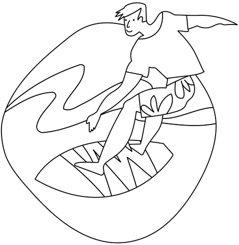 Surfing Coloring Page